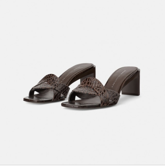 ZARA Croc embossed mules brown SIZE 39